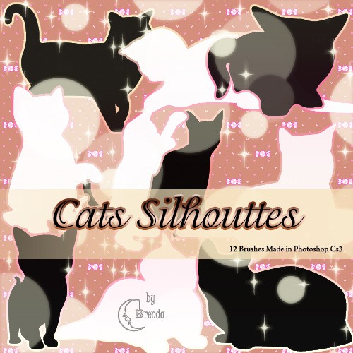 Photoshop brushes cats, silhouettes