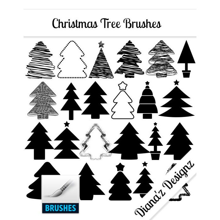 Photoshop brushes christmas, trees, silhouette