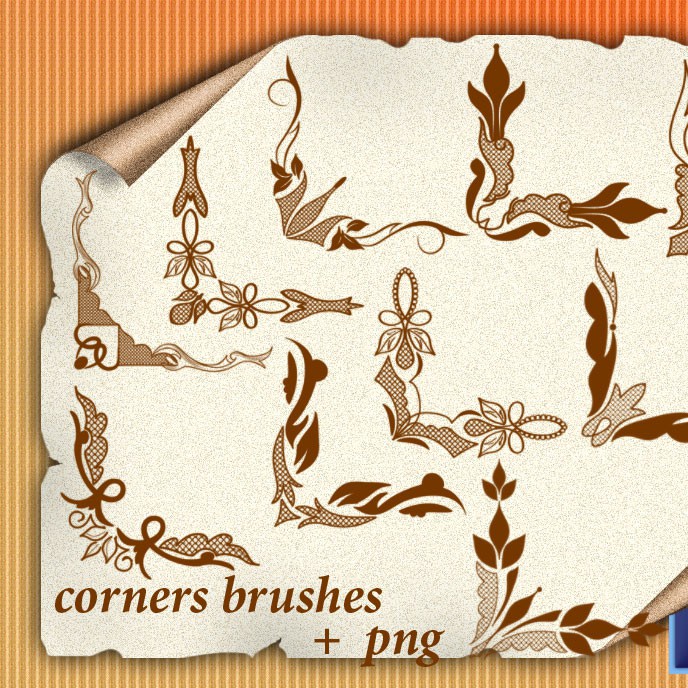 Photoshop brushes corner, floral