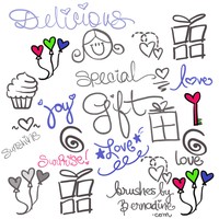 Set of 21 Cute, Sweet, Girly Girl Love Doodle Brushes