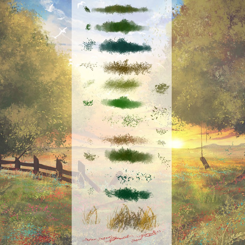 Photoshop brushes vegetation, illustration