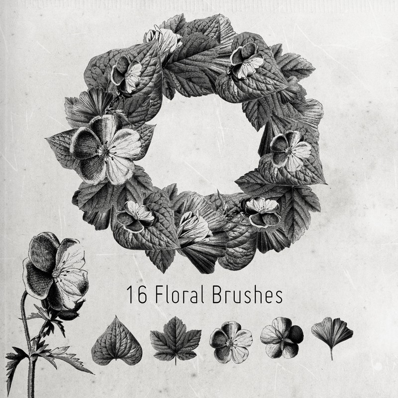 Photoshop brushes flower, leaf, wreath