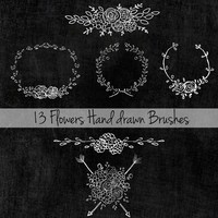 13 Flowers Hand Drawn Brushes