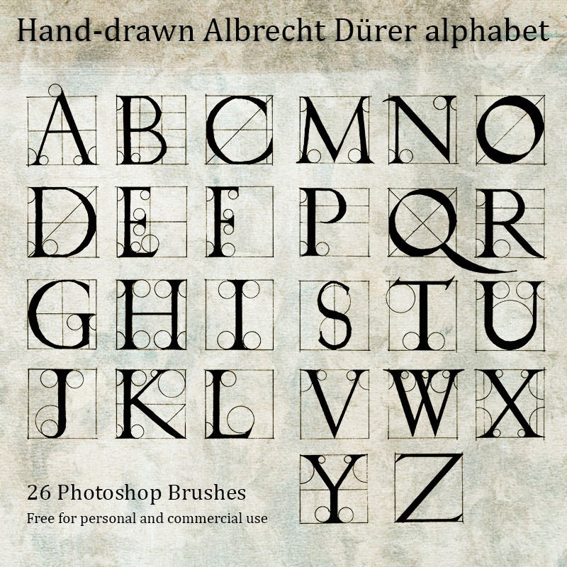 Photoshop brushes hand drawn, alphabet