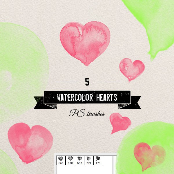 Watercolor Hearts Brushes brushes