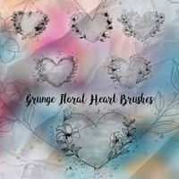 Grunge Floral Heart Brushes