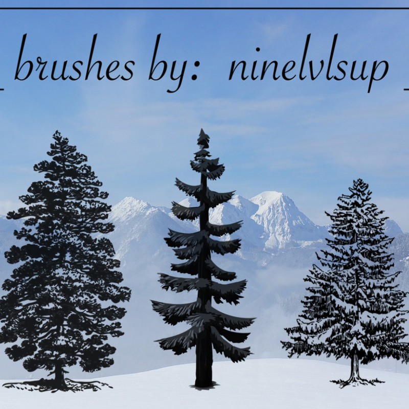 Photoshop brushes tree, pine