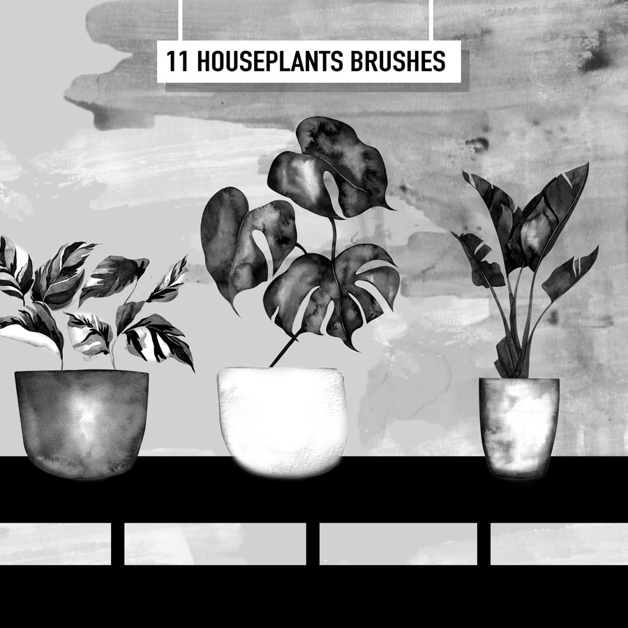 Photoshop brushes potted, plants, illustrations