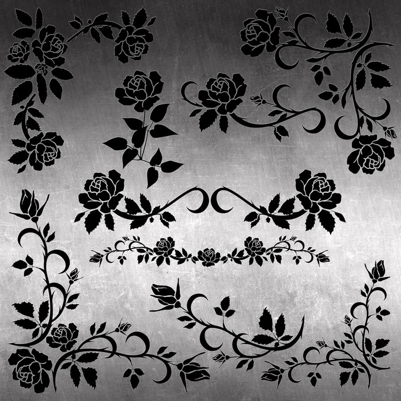 Photoshop brushes roses, corners, decorative