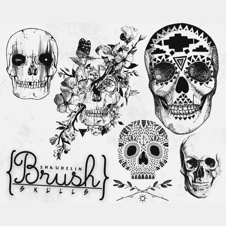 Photoshop brushes skulls, ornament