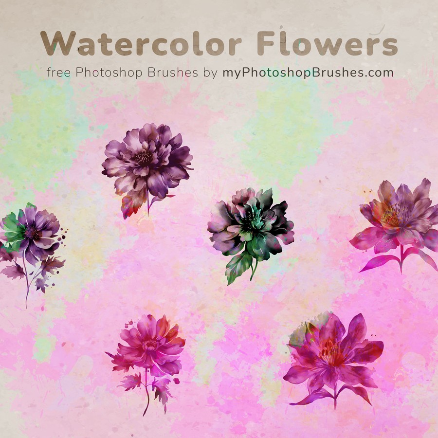 Photoshop brushes watercolor, flower