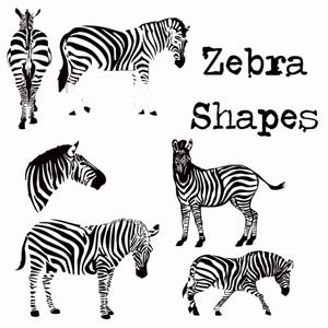 Photoshop custom shapes zebra, silhouettes