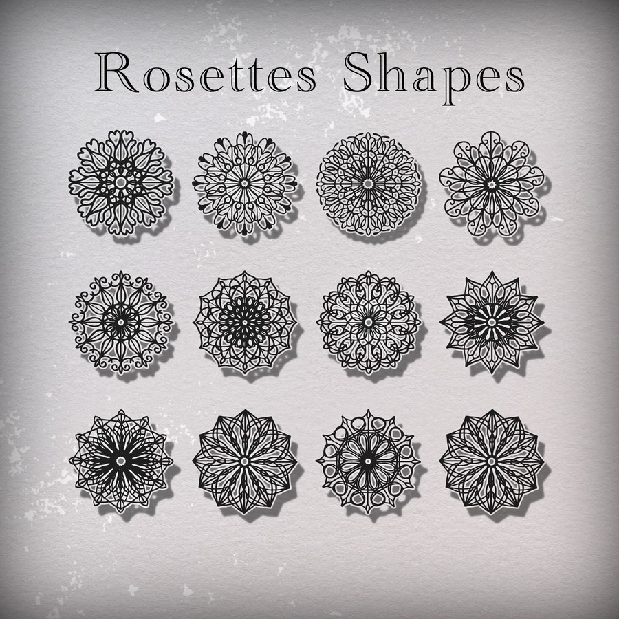 Photoshop custom shapes rosette, ornament