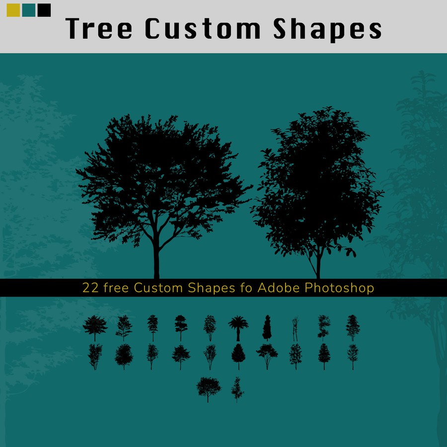 Photoshop custom shapes silhouette, tree