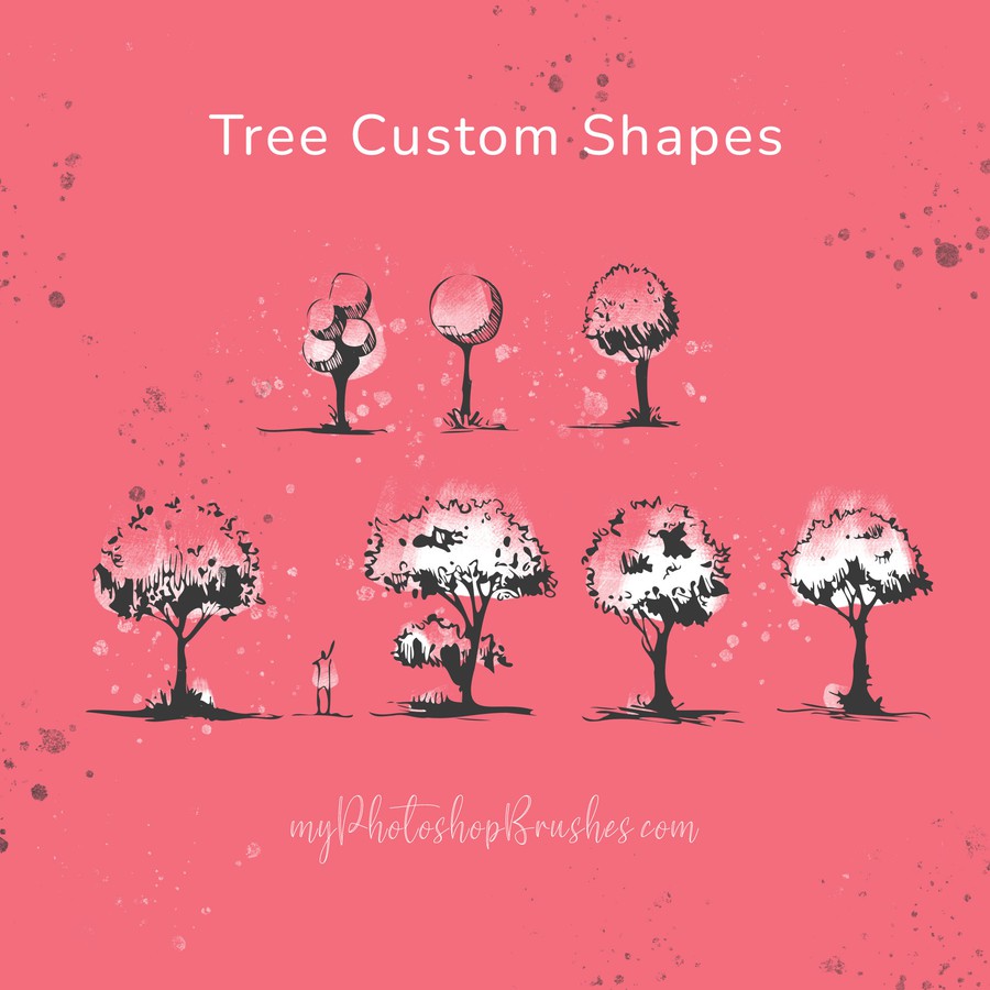 Photoshop custom shapes tree, silhouette