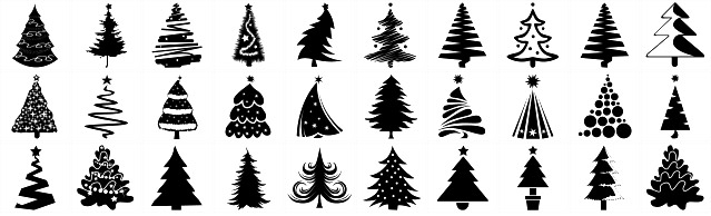 30 Christmas Trees Custom Shapes Photoshop Custom Shapes