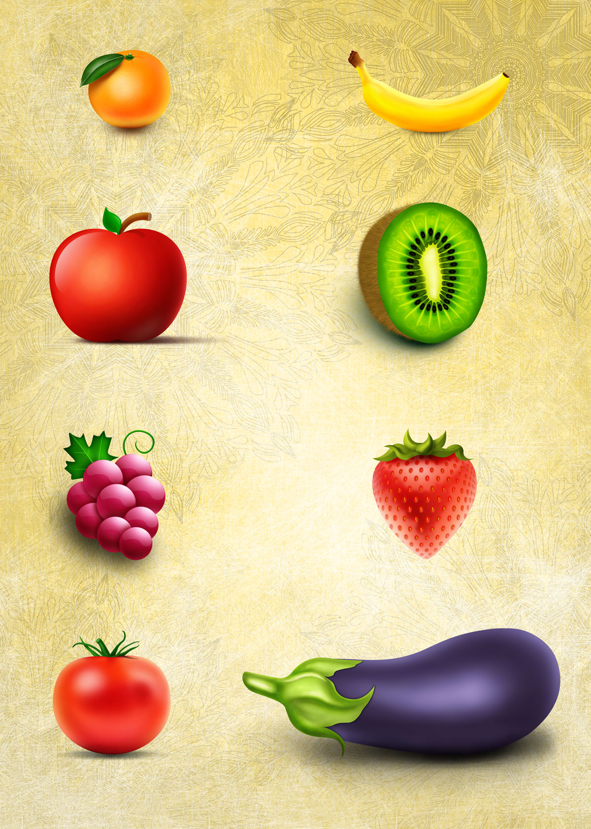 Vegetables and Fruits free PSD psd