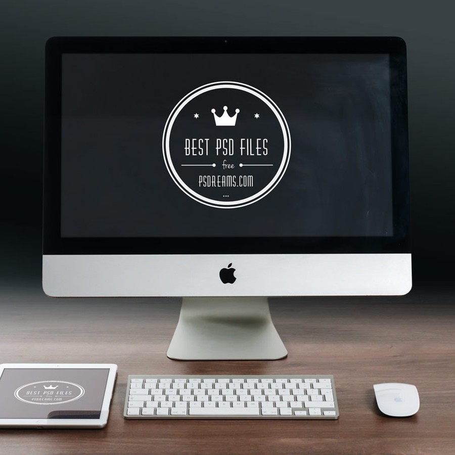 iMac and iPad on the Desk Mockup - Photoshop psd