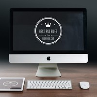 iMac and iPad on the Desk Mockup