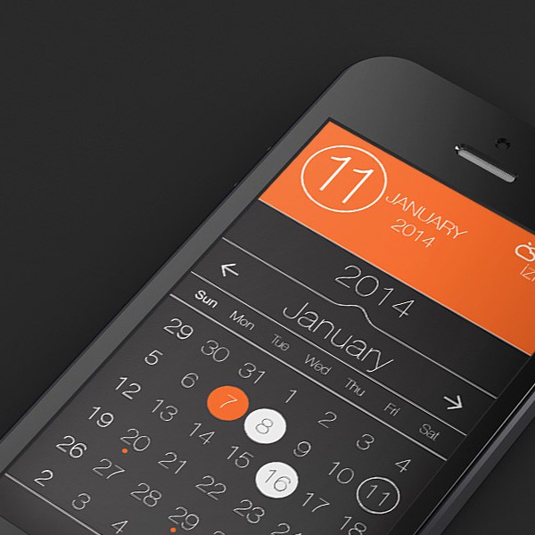 Calendar App UI Design psd