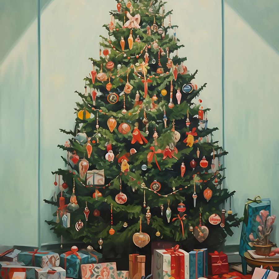 Photoshop images Christmas tree, gifts