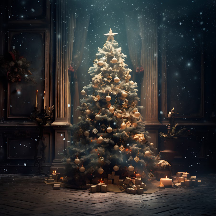Photoshop images Christmas tree glamour, room
