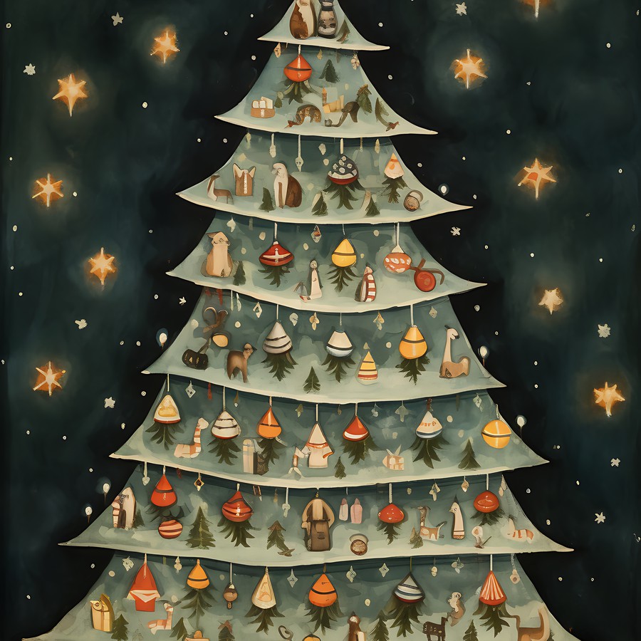 Photoshop images Christmas tree, illustration