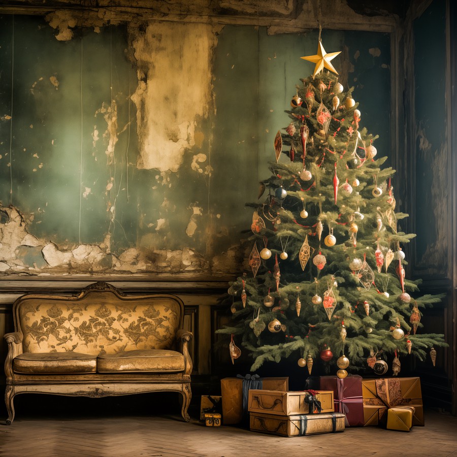 Photoshop images Christmas tree, nostalgia, room