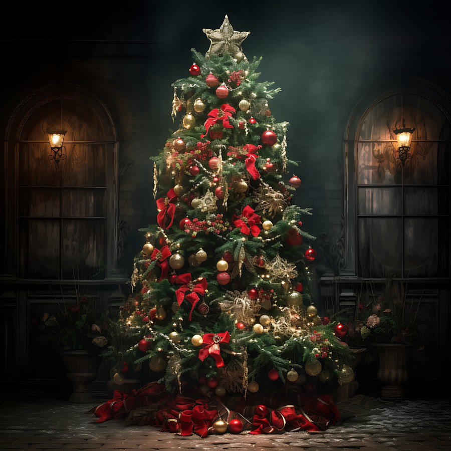Photoshop images Christmas tree, ornaments