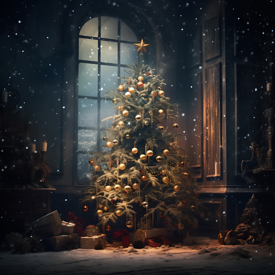 Photoshop images Christmas tree, room