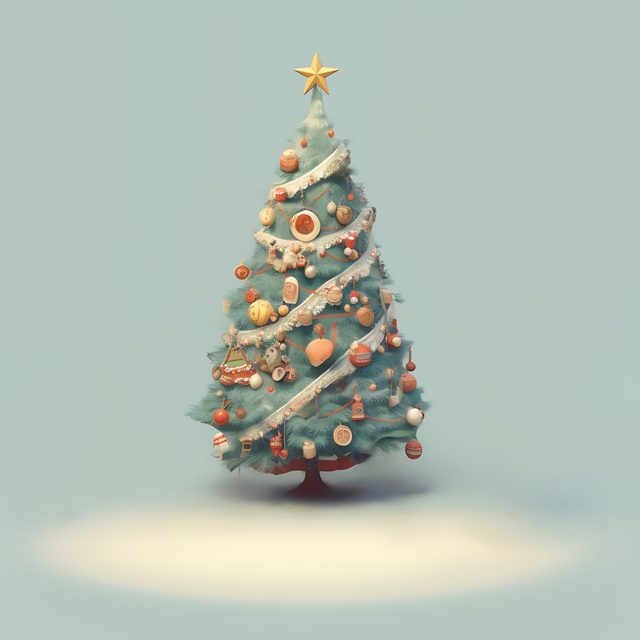 Photoshop images Christmas tree, vintage