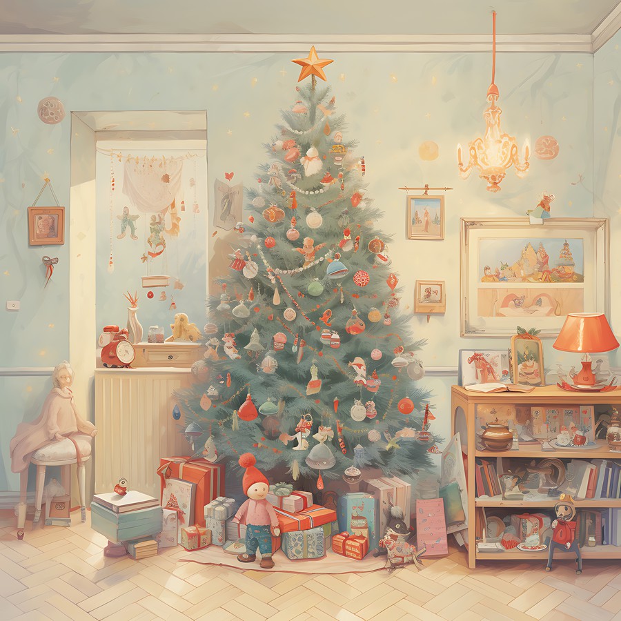 Photoshop images Christmas tree, vintage,
