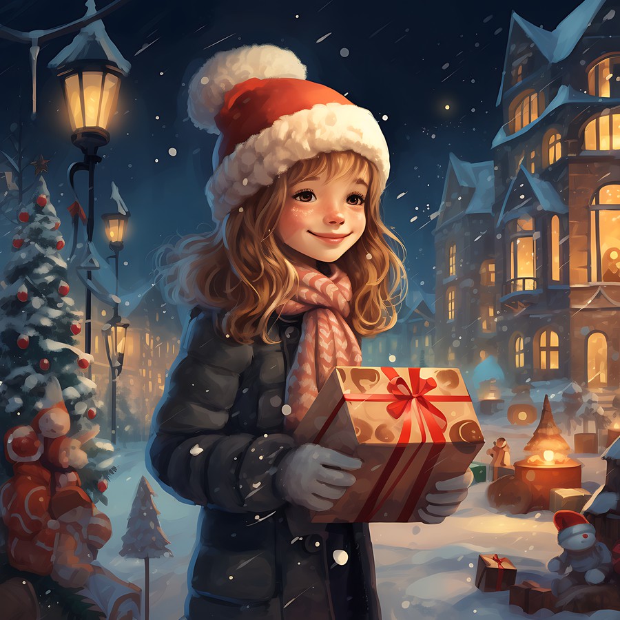Photoshop images girl, gift, Christmas