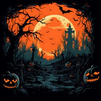Moonlit Silhouette of Spooky Halloween