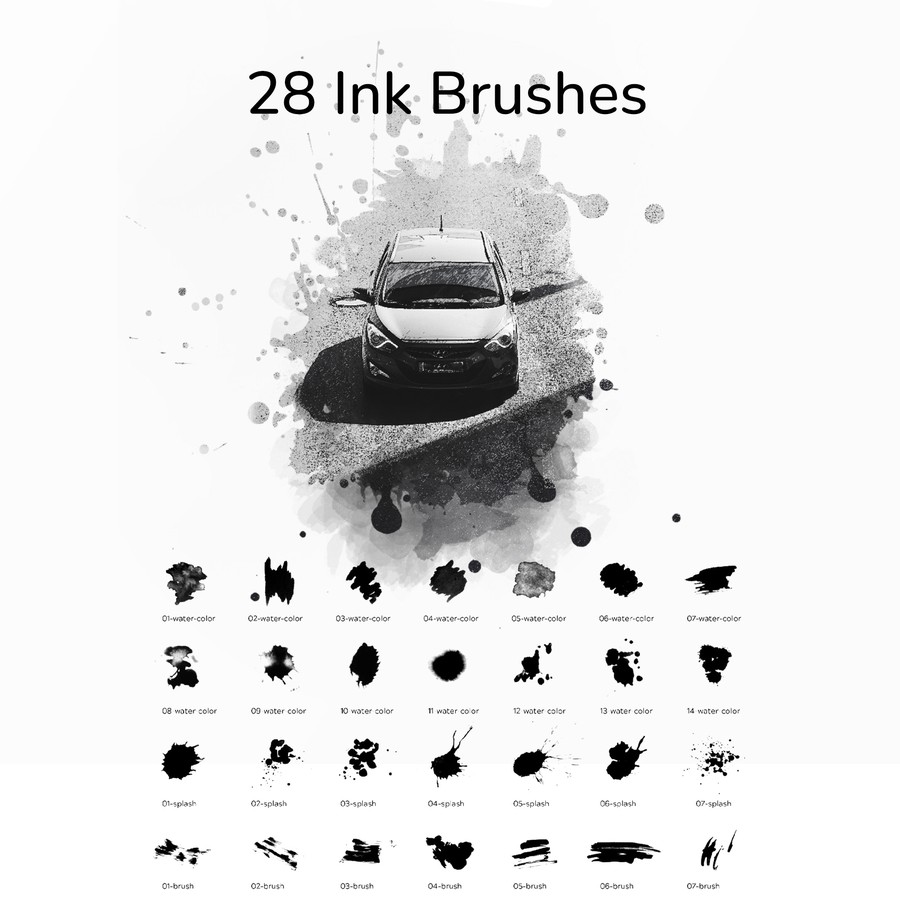 Photoshop brushes ink, splash, splatter