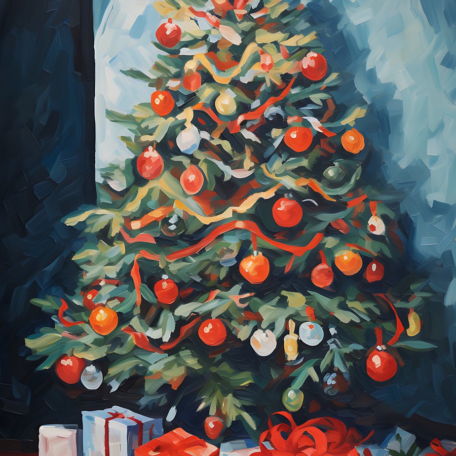 Photoshop images painting, Christmas tree
