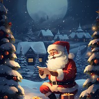 Santa Claus in a Snowy Town