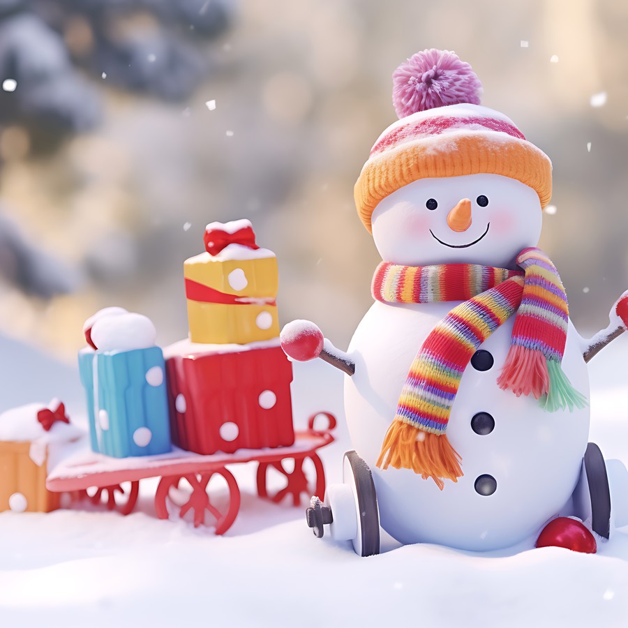 Photoshop images snowman, gift