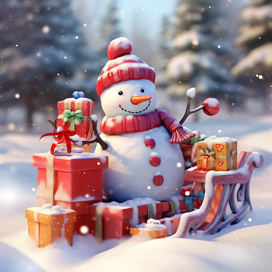 Photoshop images snowman, gift