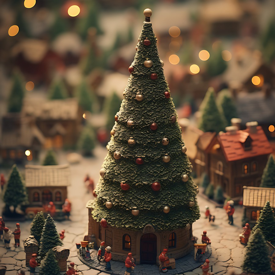 Photoshop images tilt shift, Christmas tree