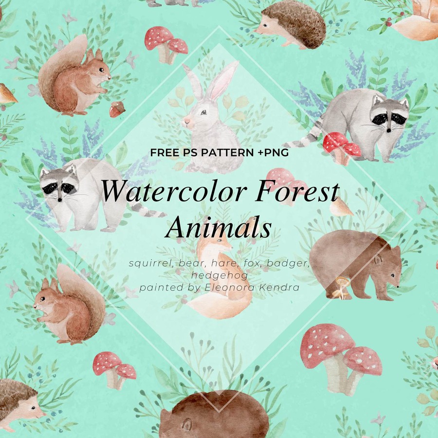 Photoshop patterns forest, animals, pattern