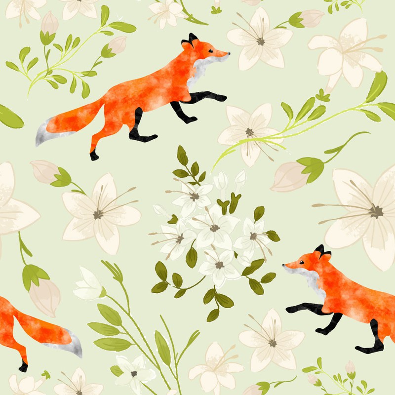 Photoshop patterns fox, flowers, pattern