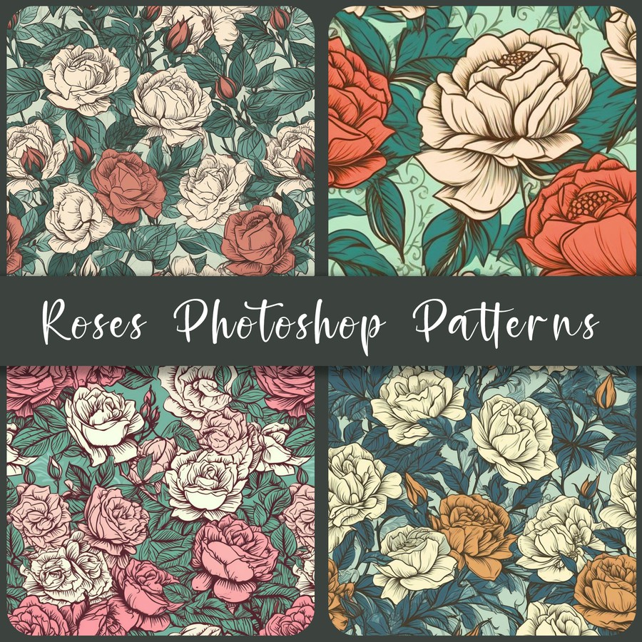 Photoshop patterns roses, pattern