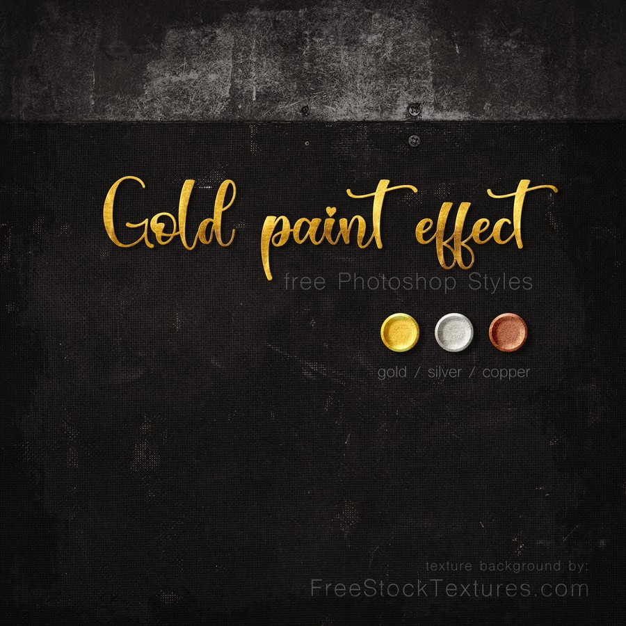 Photoshop styles and gradients copper, gold, silver, effect