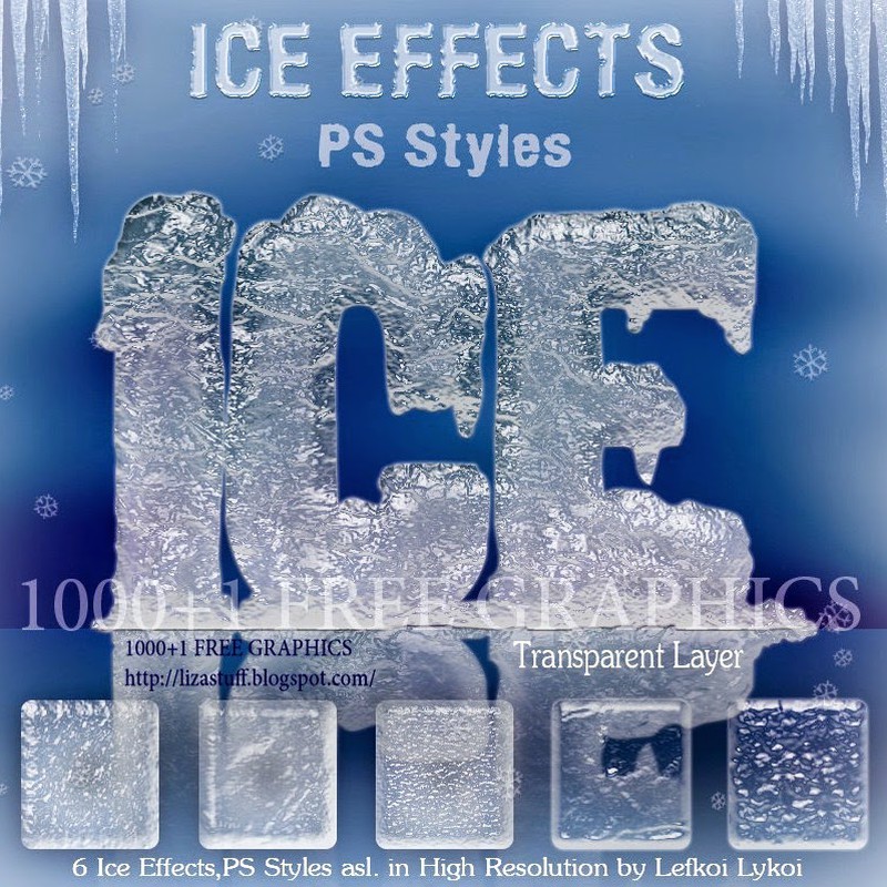 Photoshop styles and gradients ice, winter, effect