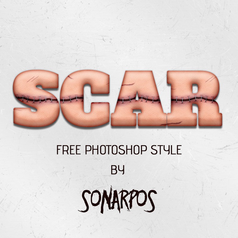 Photoshop styles and gradients skin, scar